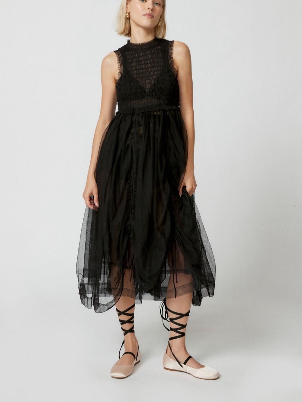 Urban Outfitters Cream Sheer Midi Dress